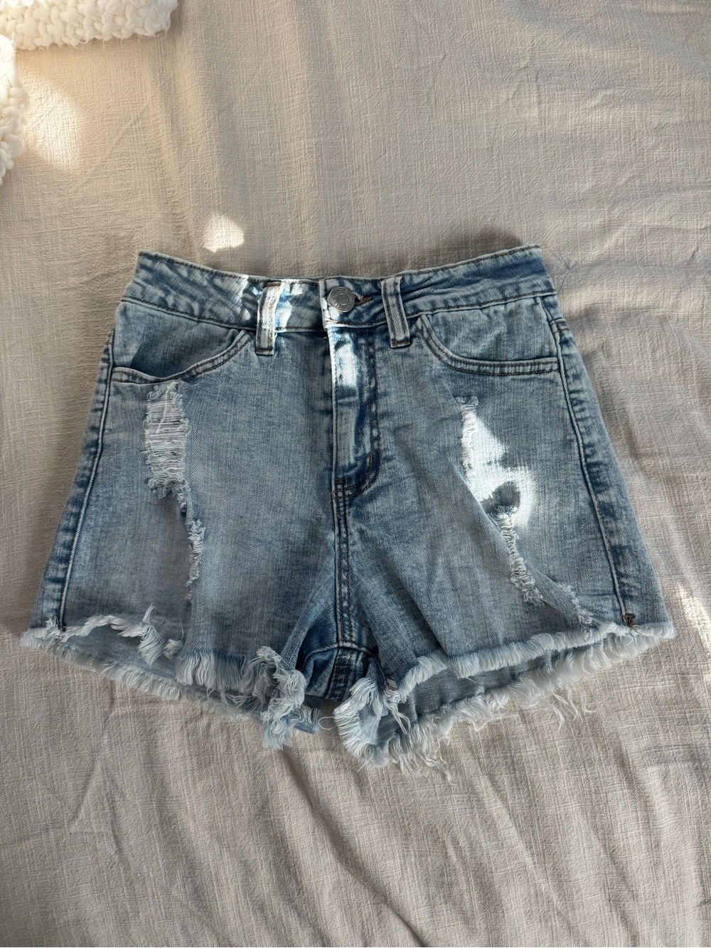 Almost Famous Light Blue Distressed Denim Shorts
